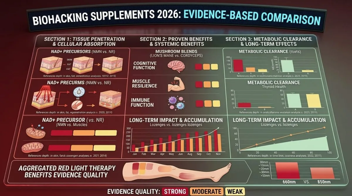 biohacking dodaci prehrani 2026. usporedni prikaz temeljen na dokazima - VACUACTIVUS krioterapijske komore i uređaji za mršavljenje Biohacking suplementi 2026: Što je potkrijepljeno istraživanjima, a što je pompa? | slika_1