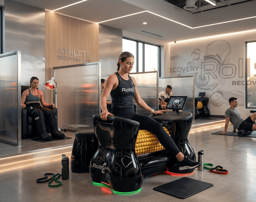 roller machine gym session in modern sports recovery studio - VACUACTIVUS cryotherapy chambers and weight loss machines Roller Machine Gym: Why Sports Recovery Studios Add Body Rolling| image_1